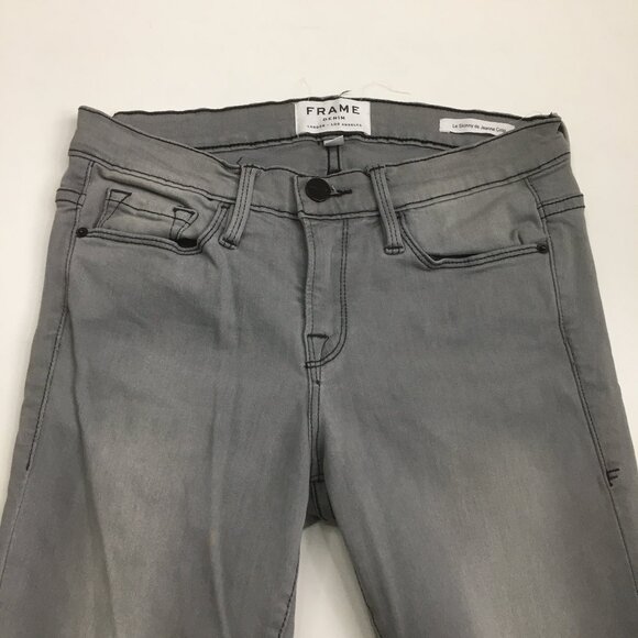 FRAME Denim Gray Westgate 5 Pocket Logo Hardware Le Skinny De Jeanne Crop Jeans - Picture 5 of 16